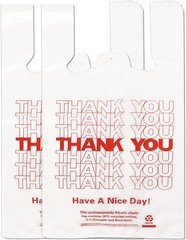 YoYoRain White Thank you T shirt bag, Grocery shopping bag Reusable and Disposab