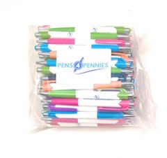 100ct Bulk Lot Misprint Rubber Grip Click Pens MARDI GRAS Hub Pen: MULTI COLOR