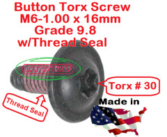(5 Pieces) M6-1.00 x 16mm Button Screw , torx, Thread Seal.