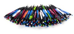 100ct Bulk Lot Misprint Rubber Grip Click Pens MARDI GRAS Hub Pen: MULTI COLOR