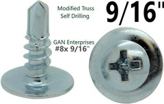 Modified Truss Head #8 x 1/2″ to 3″ Phillips Self Drilling Screws, Zinc