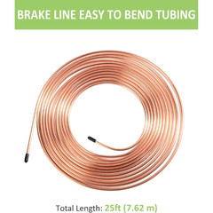 25 Ft. 3/16 OD Copper Nickel Brake Line Tubing Coil and Fitting Kit, 25 Ft of 3