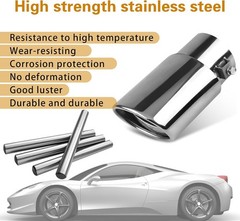 1 PC Car Exhaust Tips, Single Outlet Straight Muffler , Straight # Silver -1PC
