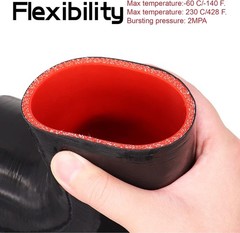 90 Deg 3in to 4in Silicone Elbow Coupler 4 Ply with 2 T-Bolt Clamps