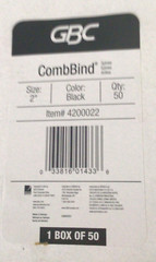Open Box Listed as 50 – GBC CombBind Black Spines 2″ Diameter 420002