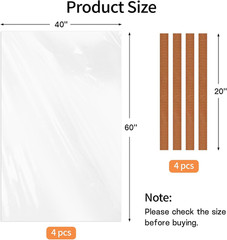 40″ x 60″ Extra Large Clear Plastic Storage Bags, 4 Pack Huge Waterproof Stor…