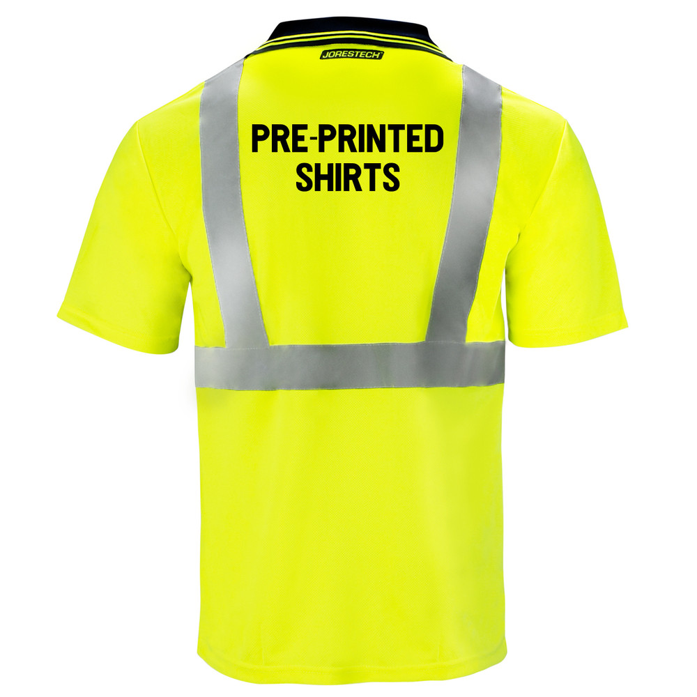 Printed Hi-Vis Lime Safety Workwear Short Sleeve Polo Shirt Top Reflective Tape