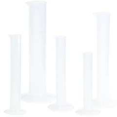 6 Polypropylene Plastic Grad Cylinder Sets -5 Sizes- 10,25,50,100,250ml