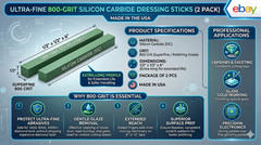 Silicon Carbide Dressing Stick 800 Grit-1/2″ x 1/2″ x 6″- Made in USA (2 pack)