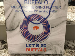Buffalo Bills Serving Platter w/ Dip Bowl | Red White Blue Buffalo Zubaz Design