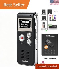 USB Rechargeable Voice Recorder 16GB – Noise-Cancellation for Optimal Clarity