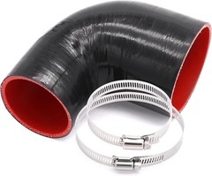 90 Deg 3in to 4in Silicone Elbow Coupler 4 Ply with 2 T-Bolt Clamps