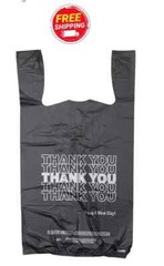 New Large 21 x 6.5 x 11.5 Thank You T-Shirt Plastic Black Bags 1000 FREESHIPPING