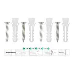 4/8pcs Flat head Self-tapping Screws w Expansion Tube for Hanging Picture Frames