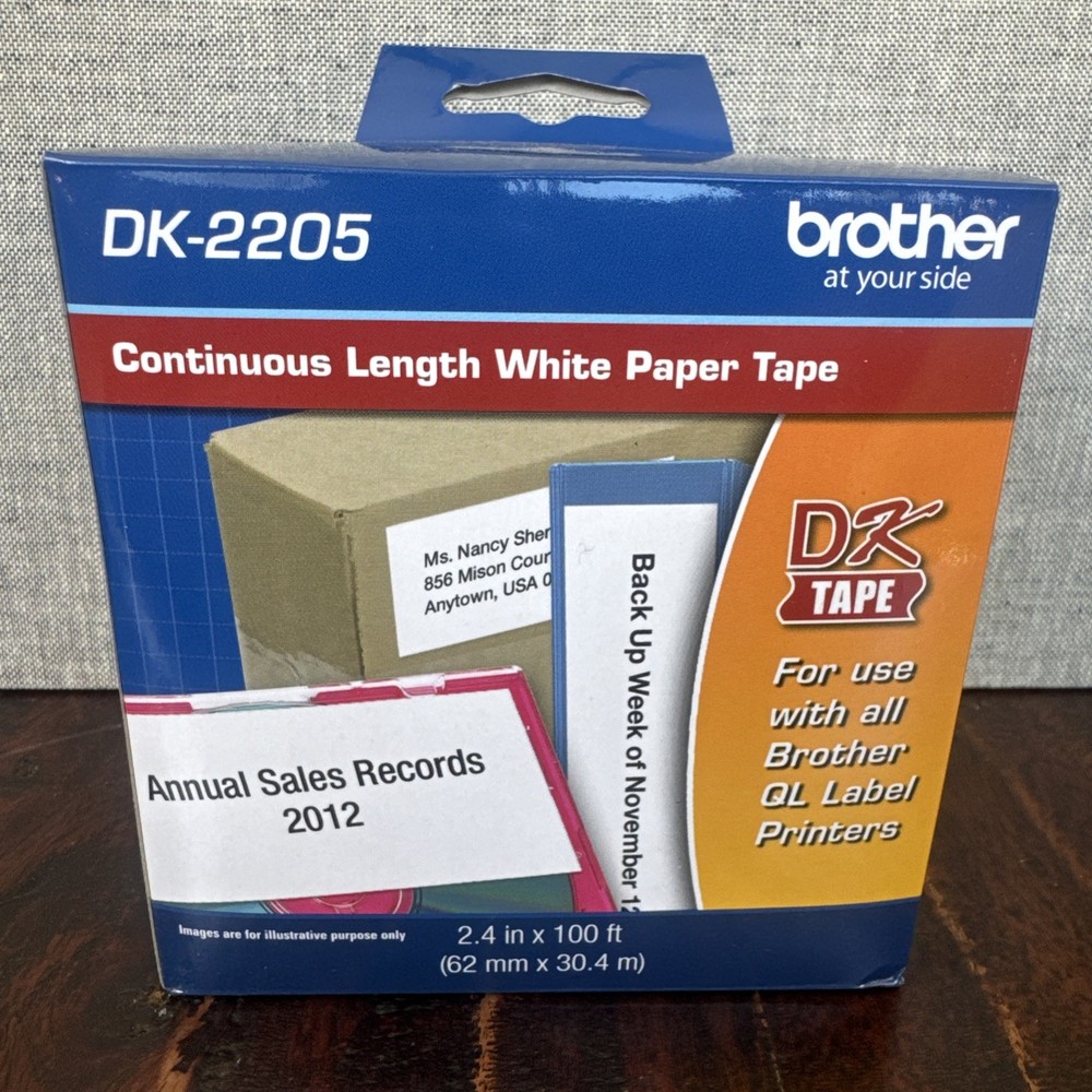 Brother DK-2205 OEM Label Roll Genuine 2.4″x100ft QL-700 800 1100 New