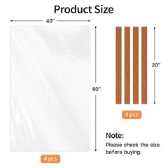 40″ x 60″ Extra Large Clear Plastic Storage Bags, 4 Pack Huge Waterproof Stor…
