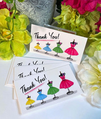 Thank You Business Cards, Ladies’ Fashion Dress Forms, Pink Dress, 50 pcs