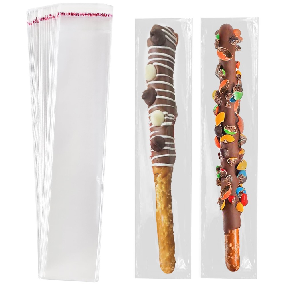 Self Sealing Cellophane Bags: 2×10 Inches Clear Pretzel Rod Resealable 100 Pcs