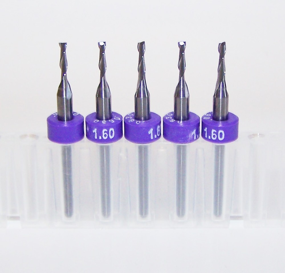 (5) – 1.60mm (.0630″) Carbide End Mills, 2 Flute Kyocera 1600-0630.250A2