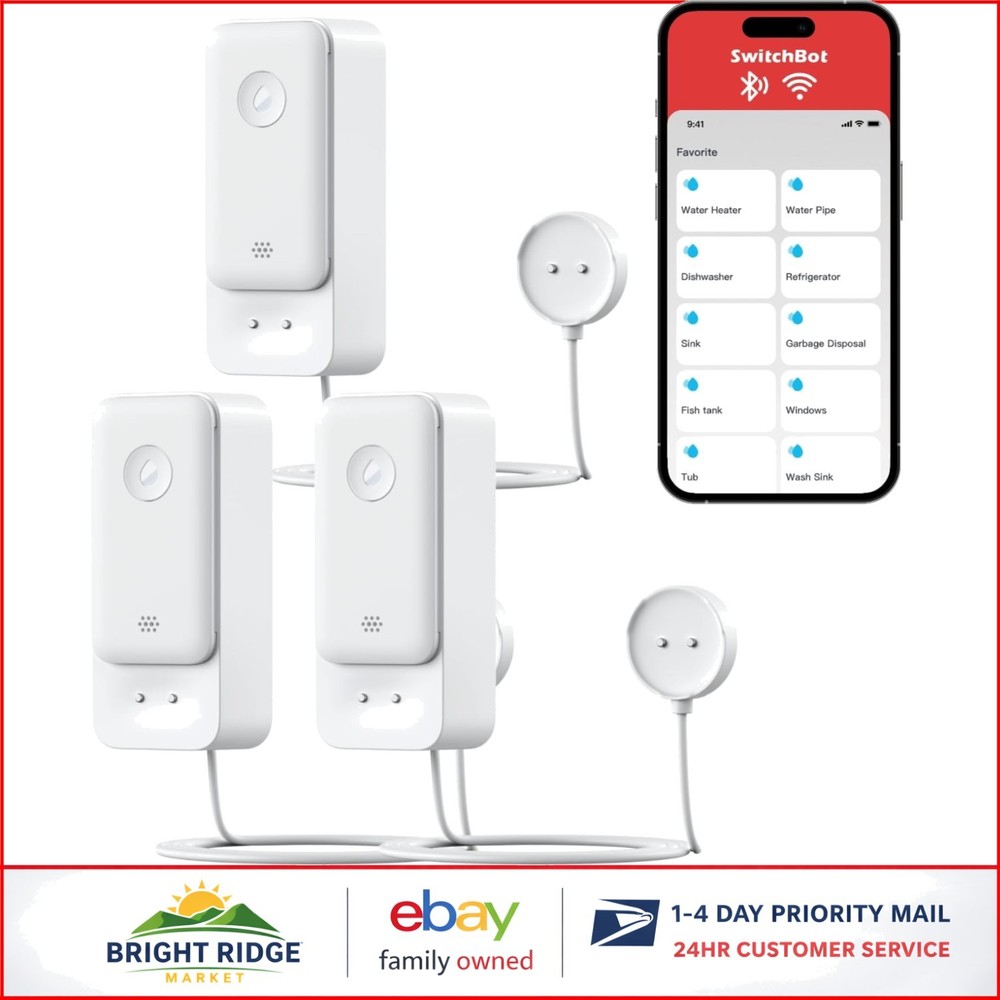 Battery Powered Water Leak Sensor with 1700ft Range and High Sensitivity