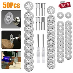 50Pcs Cutting Wheel Set Mini Drill for Dremel Rotary Tool Accessories w/ Mandrel