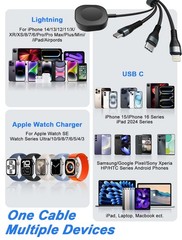 100W 2 USB C Multi Charging Cable for Apple Watch – 10ft USB C Fast Charging …