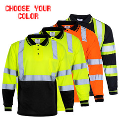 5 PACK Hi Vis Polo Shirt ANSI Reflective Safety Long Sleeve HIGH VISIBILITY
