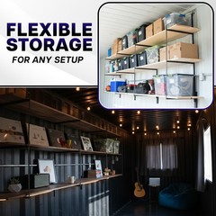 Life Finds Black 3 Tier Shipping Container Shelving Brackets, 4 Pack