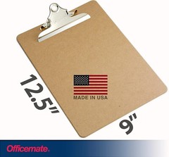 Officemate Recycled Wood Clipboard Letter Size Low Profile Clip 9 x 12.5 Brown