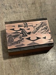 Printing Letterpress Print Block Vintage Copper Hands Playing Chess (3571)