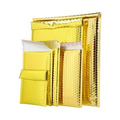 250 Pcs 7.5 x 11 Glamour Metallic Gold Poly Bubble Mailers Padded Envelope