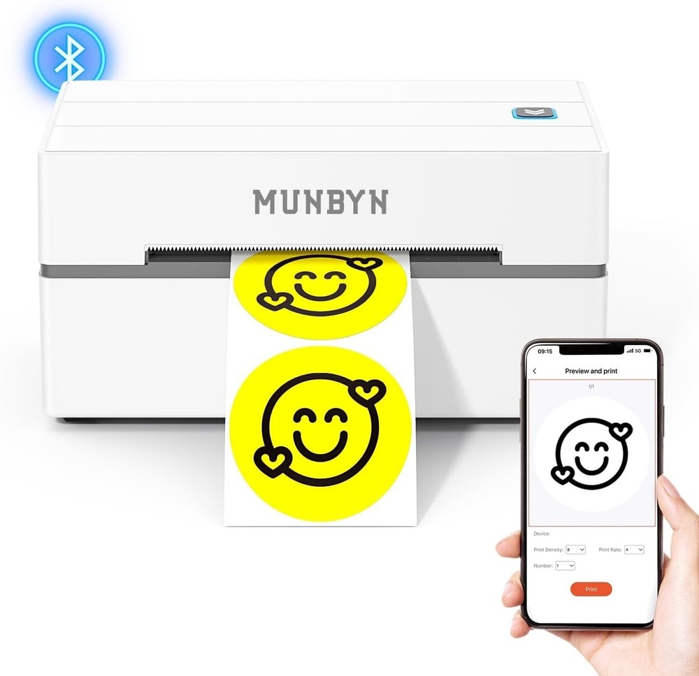 MUNBYN 130B Bluetooth Thermal Label Printer Wireless 4×6 Shipping Label Maker