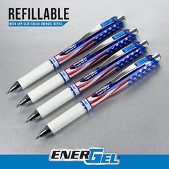 Pentel EnerGel RTX Retractable Liquid Gel Pen, Flag Barrel, Black ink, Pack of 8