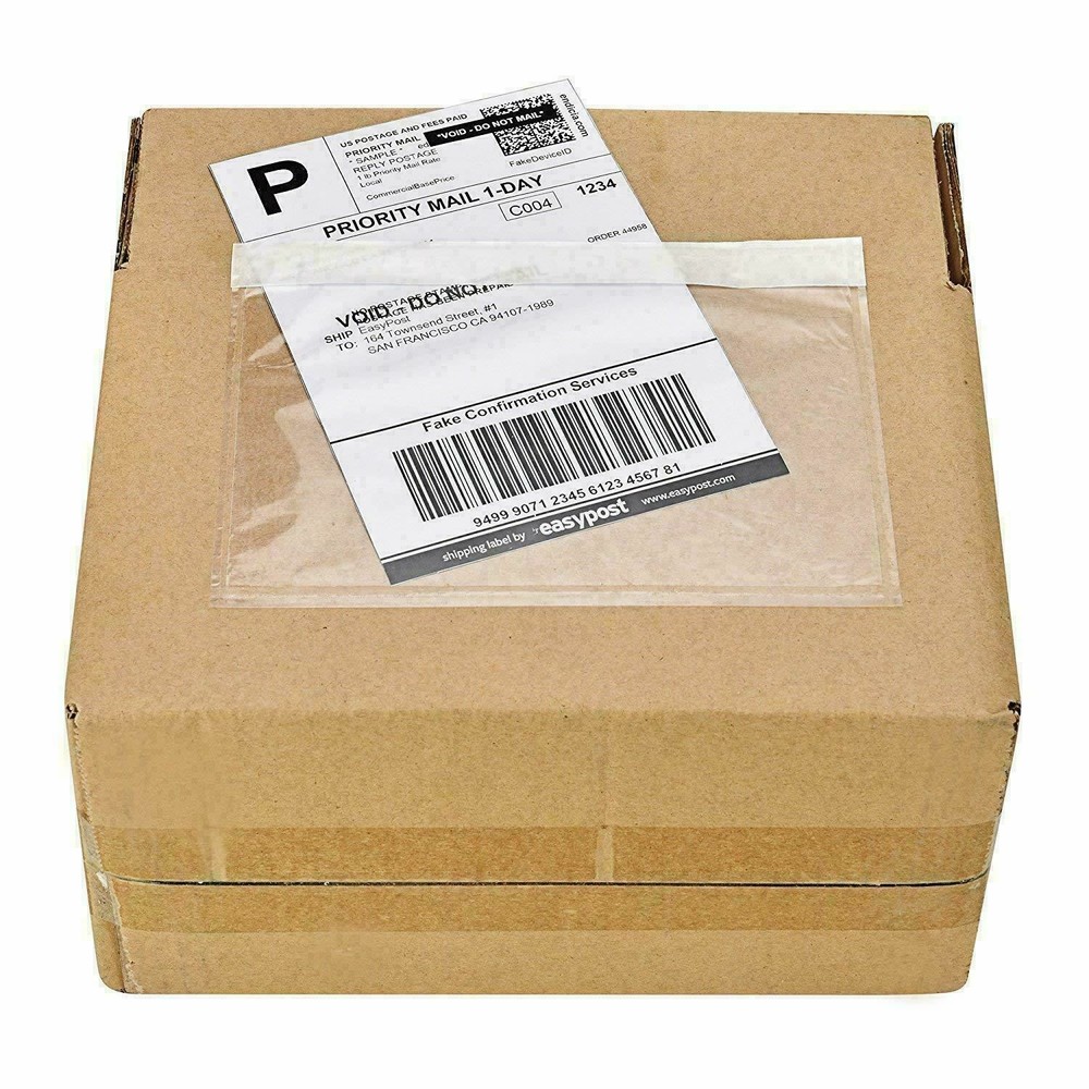 5.5”x7.5” Clear Packing List Envelope Adhesive Shipping Document Label Pouches
