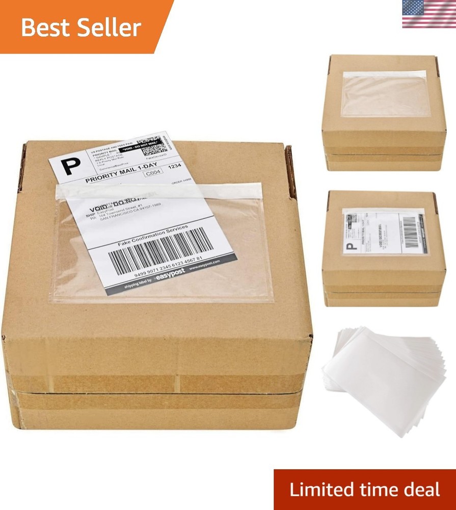 7.5″ x 5.5″ Clear Adhesive Top Loading Packing List/Shipping Label Envelopes …