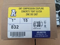 Lot of 15 Arlington 822 1″ EMT Compression Connector Concrete Tight Zinc Diecast