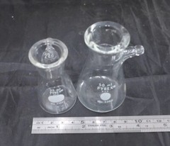 Bundle of 2 || CORNING Pyrex Micro Filtering Flasks, 25mL/50mL, glass barb #5360