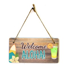 Welcome Aloha! 5×10 Hanging Plus Wall or Door Sign | Home Decor