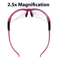 Cougar Pink Womens Bifocal Safety Glasses 2.5 Clear Shatterproof Lenses
