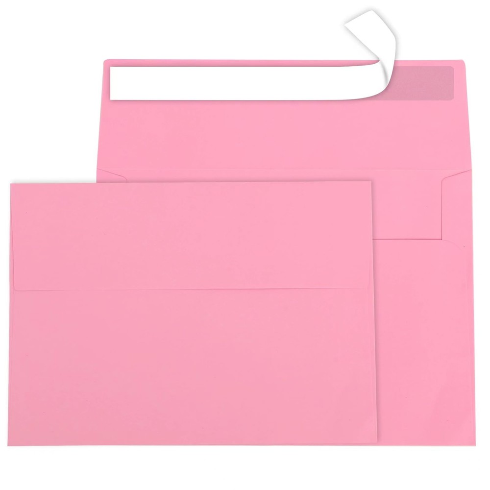 A7 Pink Envelopes, 50 Packs 5×7 Self Seal for Invitations, Greeting A7,
