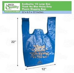 12×6.5×22 Inches Blue Plastic Shopping Bags for Grocery Takeout Retail 320 Pcs