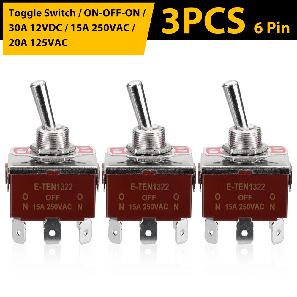 Toggle Switch ON/OFF/ON Heavy Duty 20A 125V/15A 250V/30A 12V Terminal Car Boat
