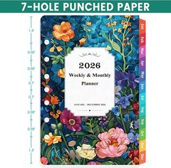2026 Calendar Planner Inserts A5 5.5 Inch x 8.5 Inch with Flexible Removal Tabs