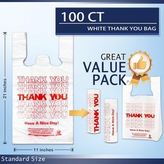 White Thank you T shirt bag, Grocery shopping bag Reusable and Disposable Sup…