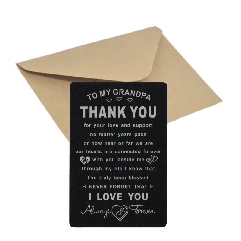 Sentimental Engraved Grandpa Wallet Insert Gift Card Message of Love & Gratitude