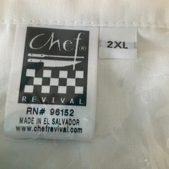 Chef Revival Basic Cook Shirts Unisex Adult Size 2XL White Short Sleeve Snap 2