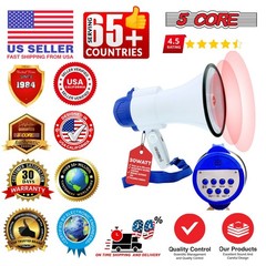 5Core 30 W Megaphone Bullhorn Recording Police Siren Horn Handheld Loudhailer