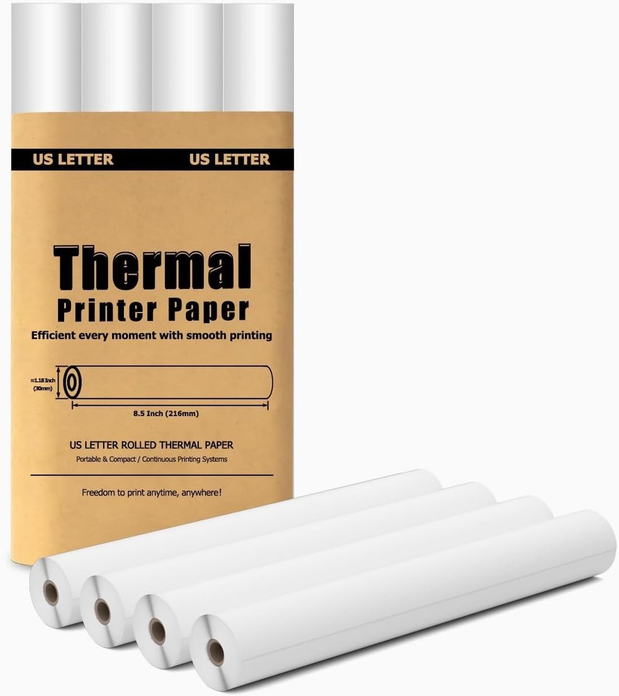 4 Rolls A4 Thermal Printer Paper 8.5×11″ for M08F M832 M834 Portable Printer