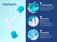 Dental Mixing Tips 1:1 Ratio 6.8cm Crown & Bridge Impression, 50-Pack Green