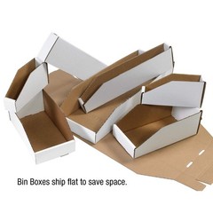 Open Top Bin Boxes 6″x18″x4.5″ Oyster White Storage Bins (Pack of 50)